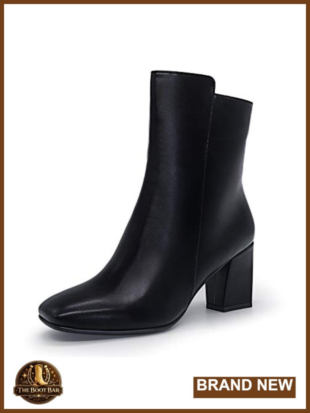 Women's Square Toe Ankle Boots Block Heel Side Zipper Gogo Booties